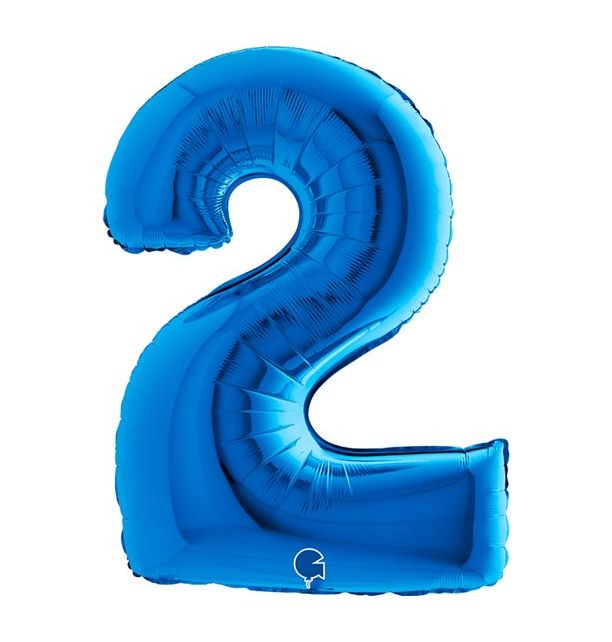 Number 2 Blue 40" Foil Balloon Packaged