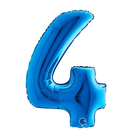 Number 4 Blue 40" Foil Balloon Packaged