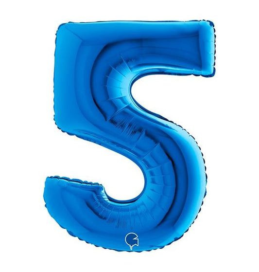 Number 5 Blue 40" Foil Balloon Packaged