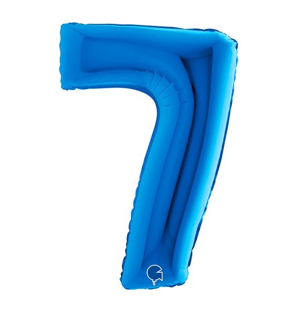 Number 7 Blue 40" Foil Balloon Packaged