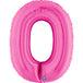 Number 0 Fuxia (Fuchsia) Pink 40" Foil Balloon Packaged — product
