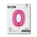 Number 0 Fuxia (Fuchsia) Pink 40" Foil Balloon Packaged — packaging