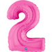 Number 2 Fuxia (Fuchsia) Pink 40" Foil Balloon Packaged — product