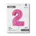 Number 2 Fuxia (Fuchsia) Pink 40" Foil Balloon Packaged — packaging