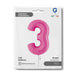 Number 3 Fuxia (Fuchsia) Pink 40" Foil Balloon Packaged — packaging