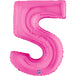 Number 5 Fuxia (Fuchsia) Pink 40" Foil Balloon Packaged — product