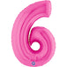 Number 6 Fuxia (Fuchsia) Pink 40" Foil Balloon Packaged — product