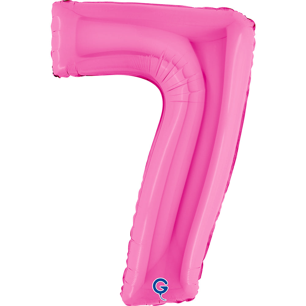Number 7 Fuxia (Fuchsia) Pink 40" Foil Balloon Packaged — product