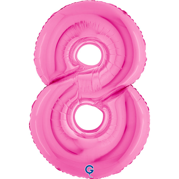 Number 8 Fuxia (Fuchsia) Pink 40" Foil Balloon Packaged — product