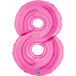 Number 8 Fuxia (Fuchsia) Pink 40" Foil Balloon Packaged — product