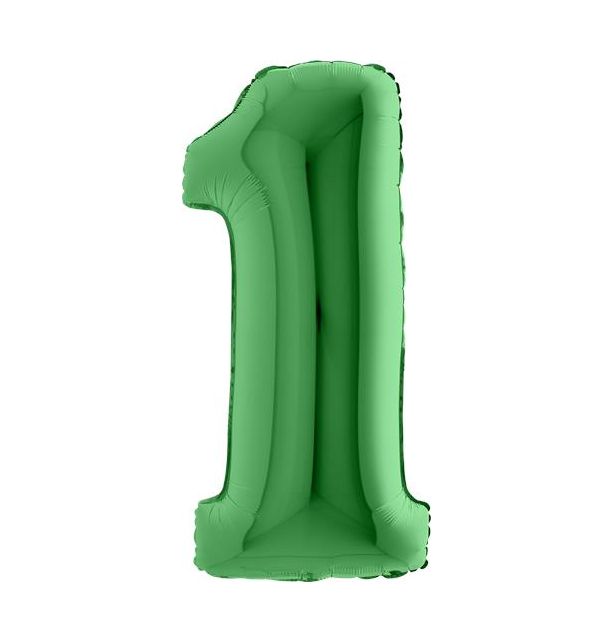 Number 1 Green 40" Foil Balloon Packaged