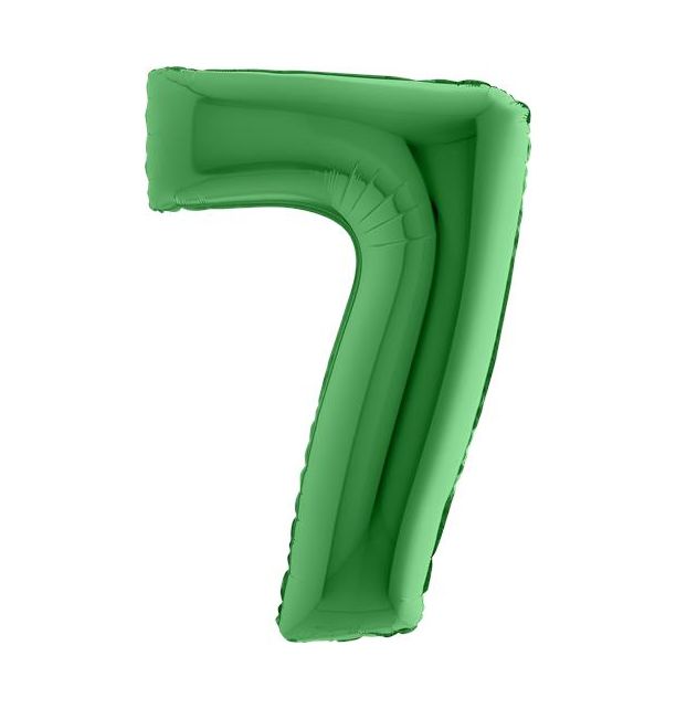 Number 7 Green 40" Foil Balloon Packaged