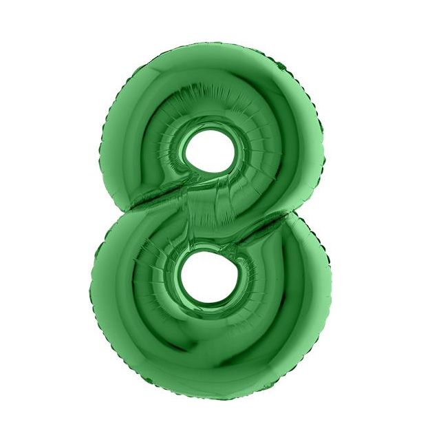 Number 8 Green 40" Foil Balloon Packaged