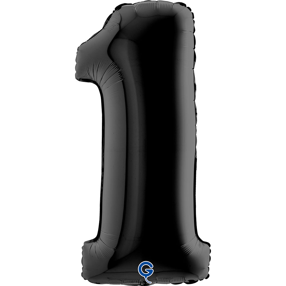 Number 1 Black 40" Foil Balloon Packaged — product