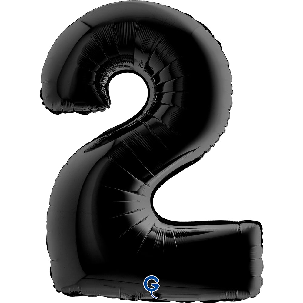 Number 2 Black 40" Foil Balloon Packaged — product