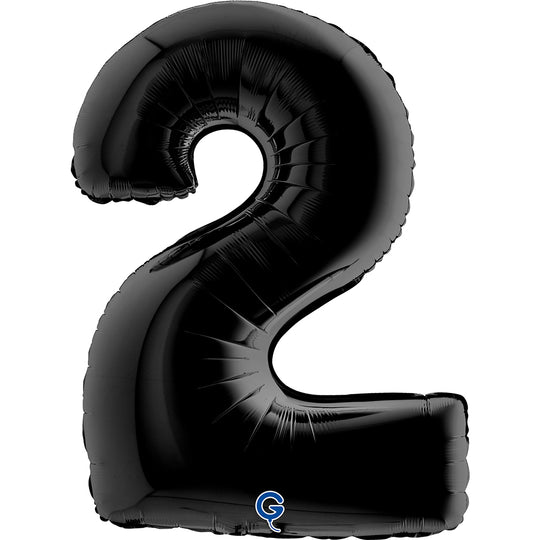 Number 2 Black 40" Foil Balloon Packaged — product