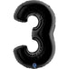 Number 3 Black 40" Foil Balloon Packaged — product