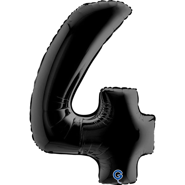 Number 4 Black 40" Foil Balloon Packaged — product
