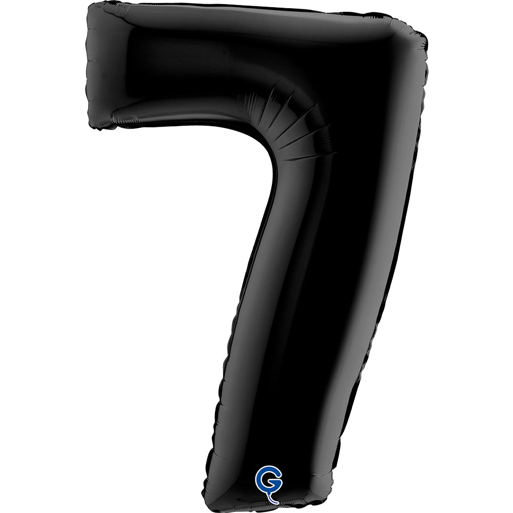 Number 7 Black 40" Foil Balloon Packaged — product