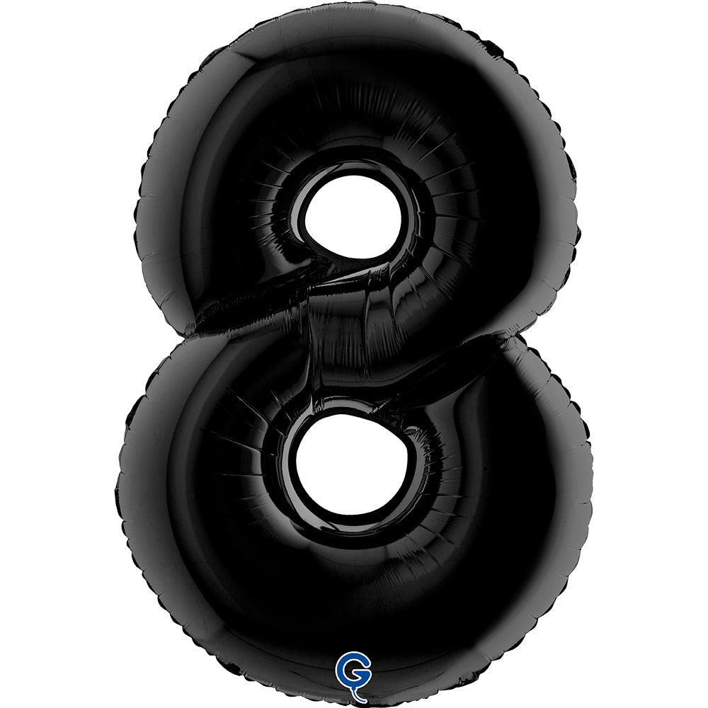 Number 8 Black 40" Foil Balloon Packaged — product