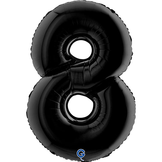 Number 8 Black 40" Foil Balloon Packaged — product