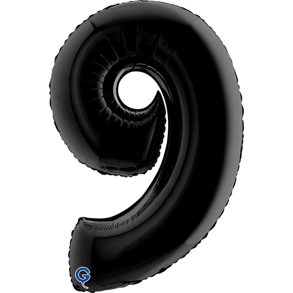 Number 9 Black 40" Foil Balloon Packaged — product