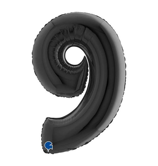 Number 9 Black 40" Foil Balloon Packaged