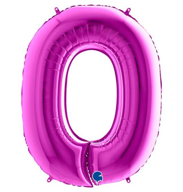 Number 0 Purple 40" Foil Balloon Packaged