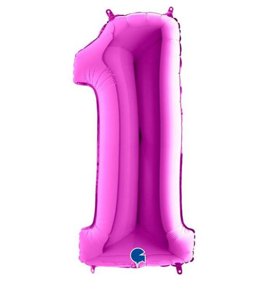 Number 1 Purple 40" Foil Balloon Packaged