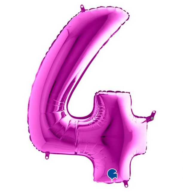 Number 4 Purple 40" Foil Balloon Packaged