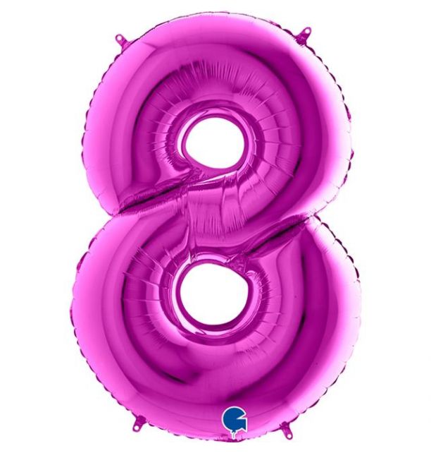 Number 8 Purple 40" Foil Balloon Packaged