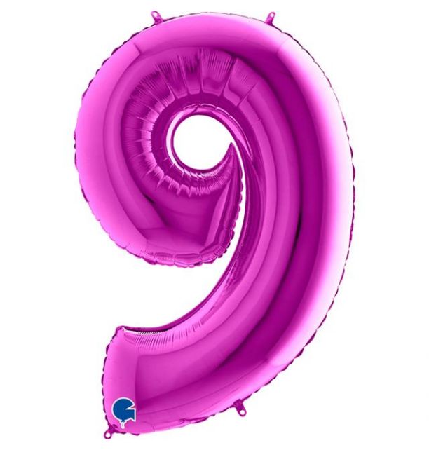 Number 9 Purple 40" Foil Balloon Packaged