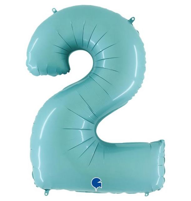 Number 2 Pastel Blue 40" Foil Balloon Packaged