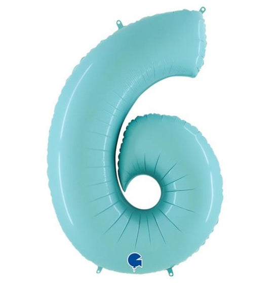 Number 6 Pastel Blue 40" Foil Balloon Packaged