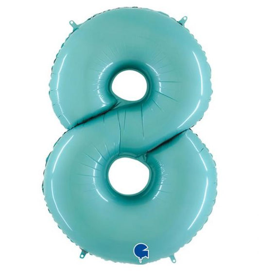 Number 8 Pastel Blue 40" Foil Balloon Packaged