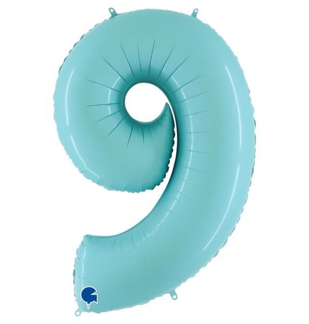 Number 9 Pastel Blue 40" Foil Balloon Packaged