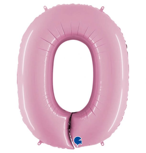 Number 0 Pastel Pink 40" Foil Balloon Packaged