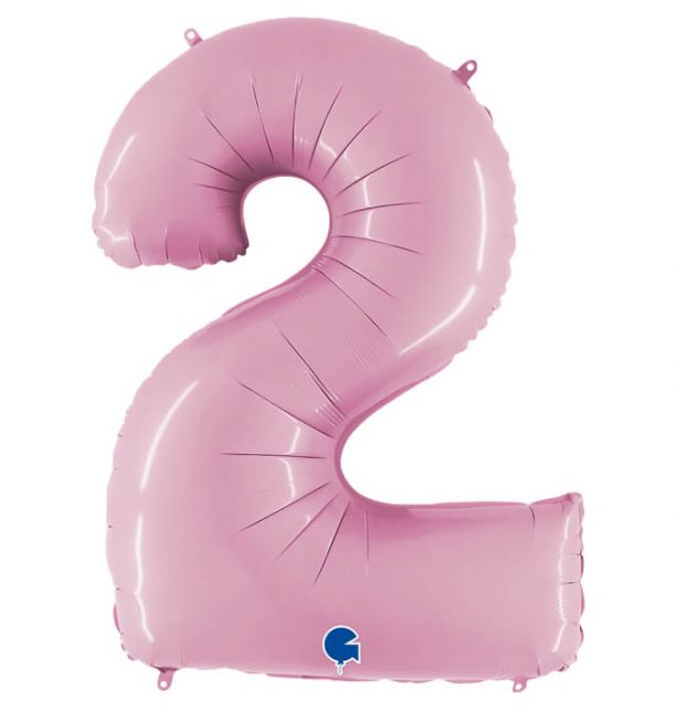 Number 2 Pastel Pink 40" Foil Balloon Packaged