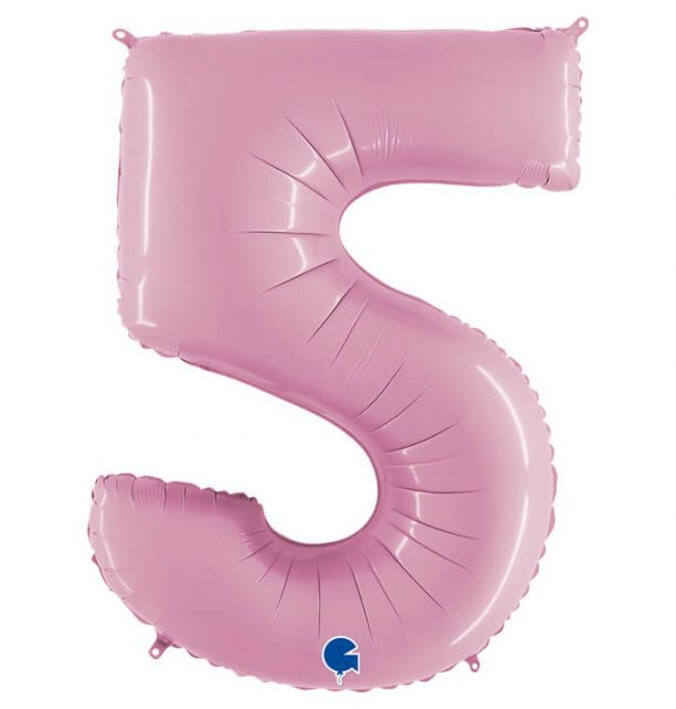 Number 5 Pastel Pink 40" Foil Balloon Packaged