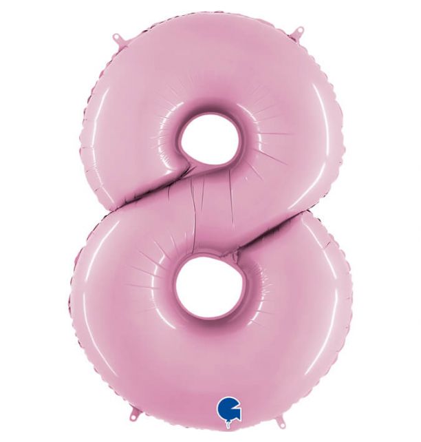 Number 8 Pastel Pink 40" Foil Balloon Packaged