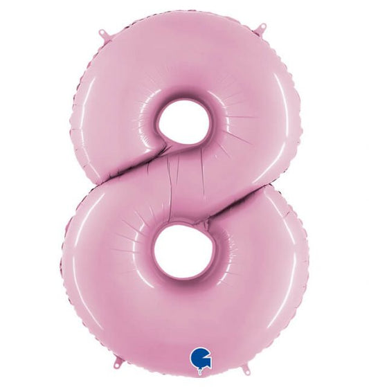 Number 8 Pastel Pink 40" Foil Balloon Packaged