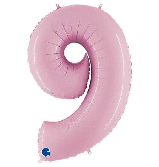 Number 9 Pastel Pink 40" Foil Balloon Packaged