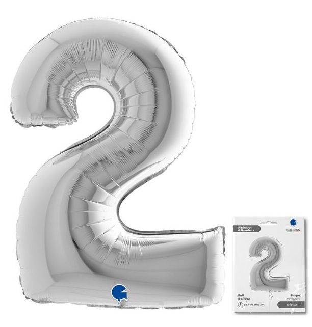 Number 1 Silver 40" Foil Balloon Packaged