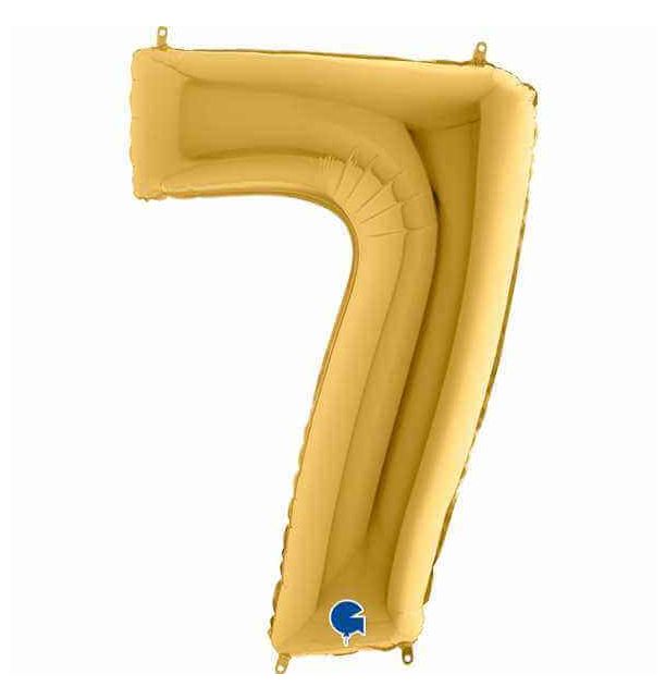 Number 7 Gold 40" Foil Balloon Packaged