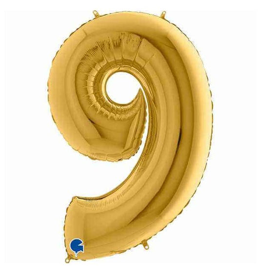 Number 9 Gold 40" Foil Balloon Packaged