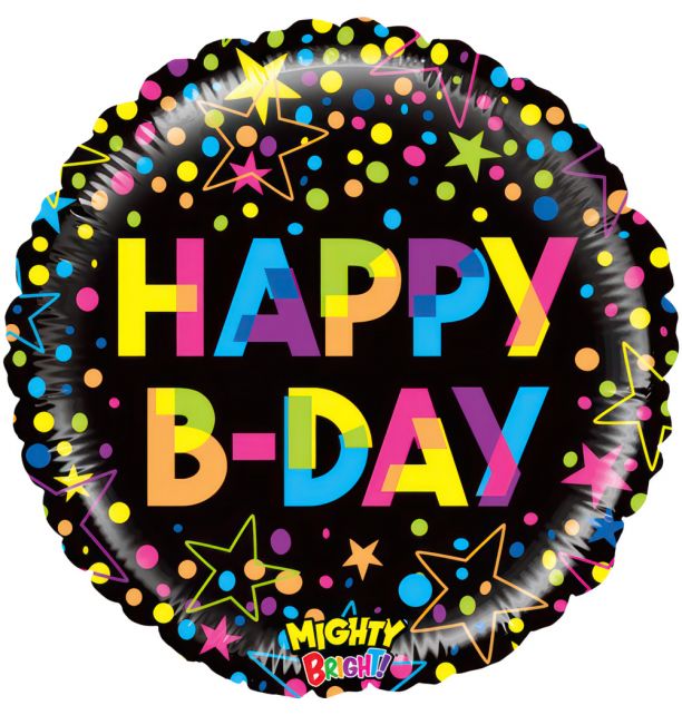 21" Mighty Colorful Birthday Foil Balloon Packaged