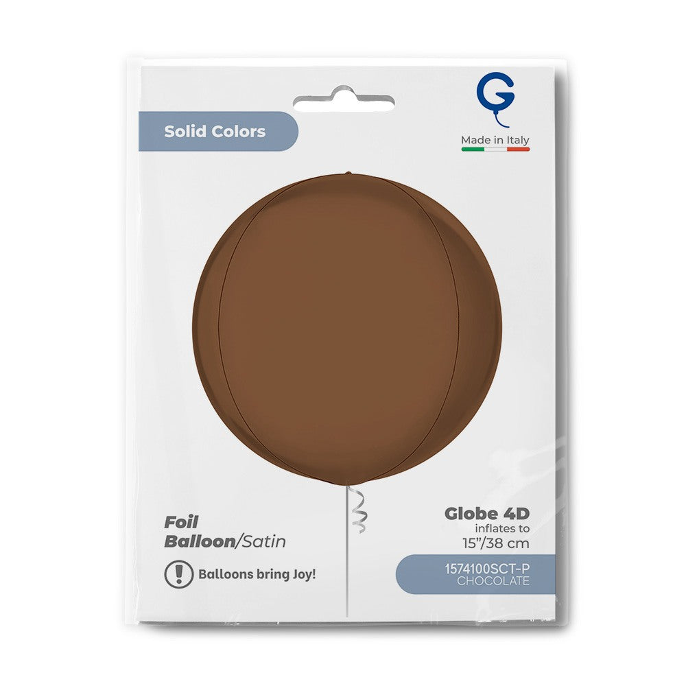 Grabo 15 inch Satin Chocolate Globe Balloon Packaged packaging