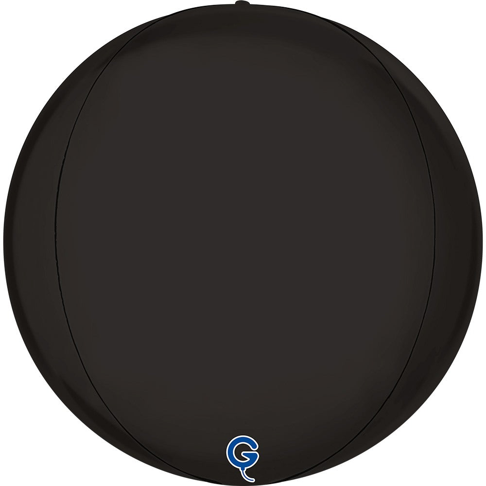 Grabo 15 inch Satin Fume Black Globe Balloon Packaged product