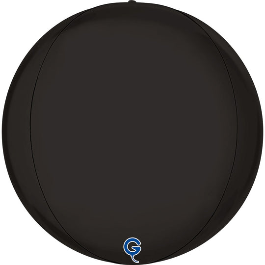Grabo 15 inch Satin Fume Black Globe Balloon Packaged product
