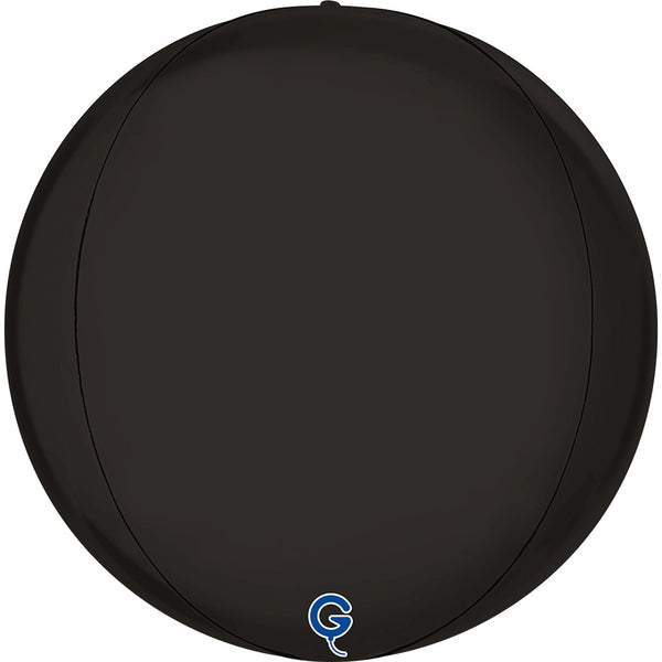 Grabo 15 inch Satin Fume Black Globe Balloon Packaged product